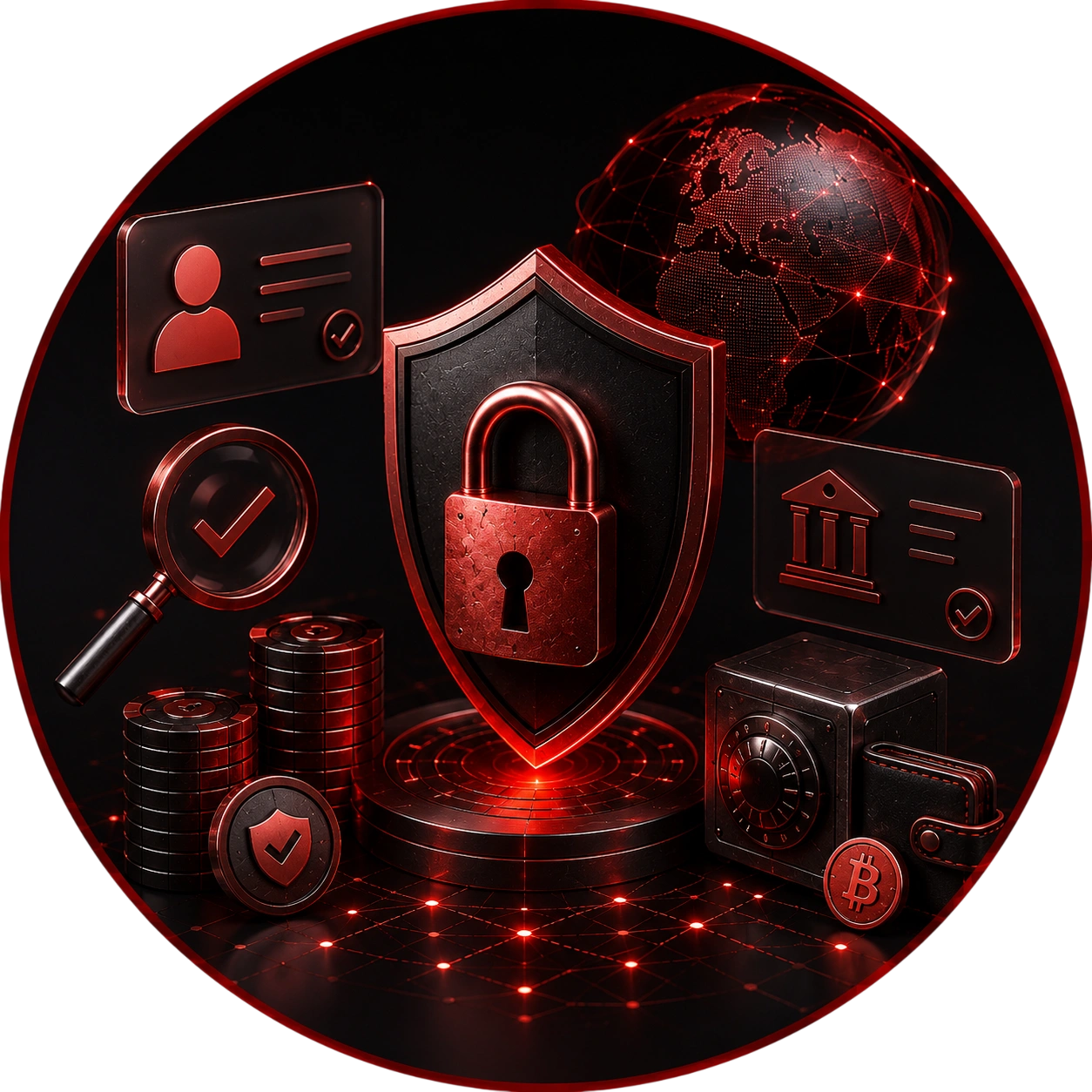 CoinPoker security shield with lock, safe and verified bank icon